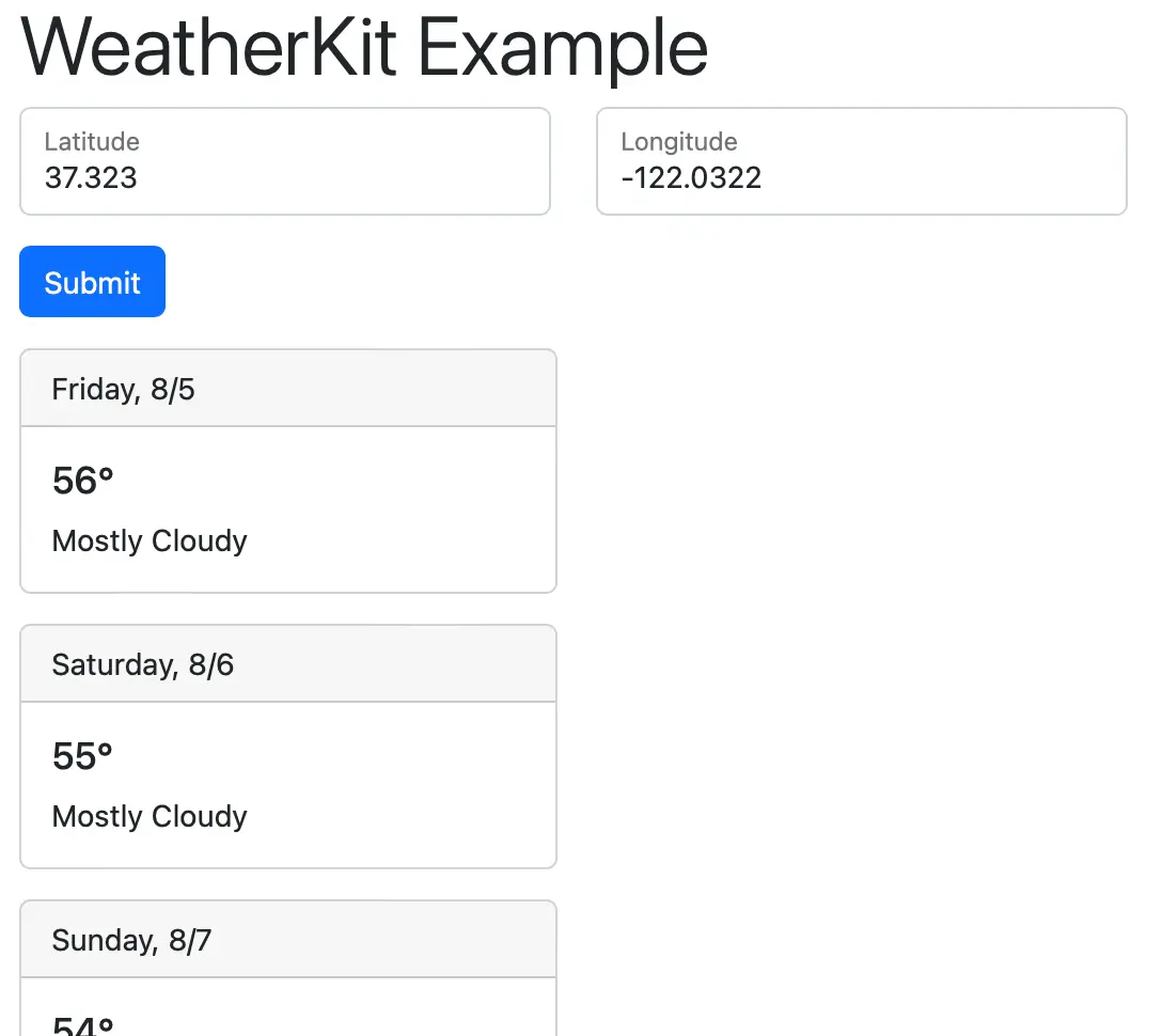 WeatherKit Example Screenshot